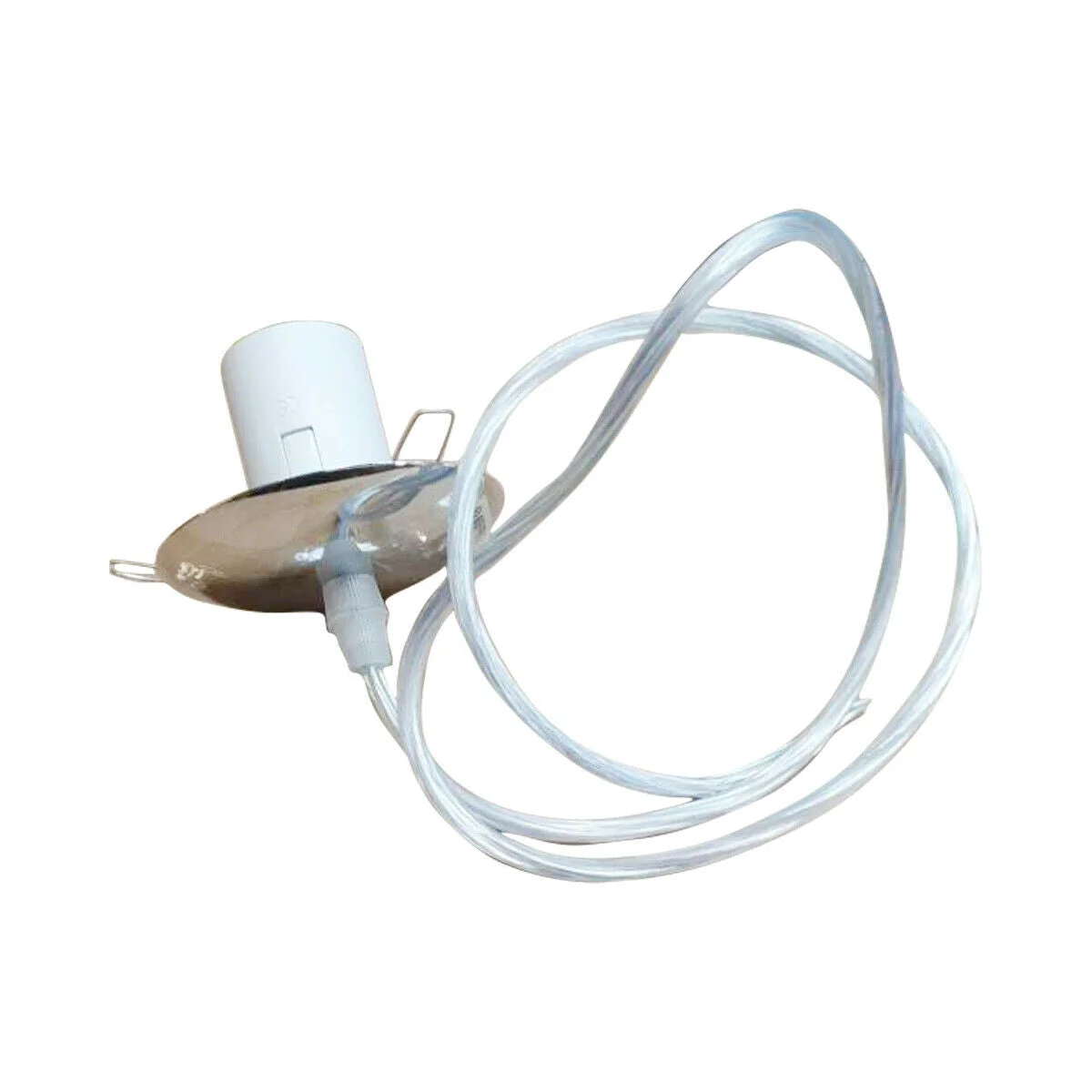 Cream rattan ceiling pendant lampshade, 20 cm diameter, iron base with E27 socket holder.