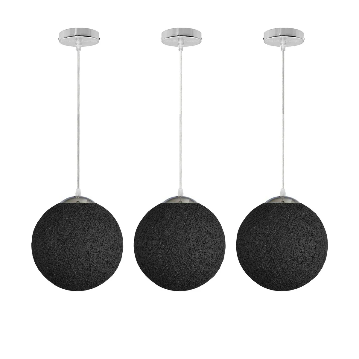 Black indoor hanging lamp with rattan wicker shade, 20 cm diameter, iron base, mounting ring, E27 socket
