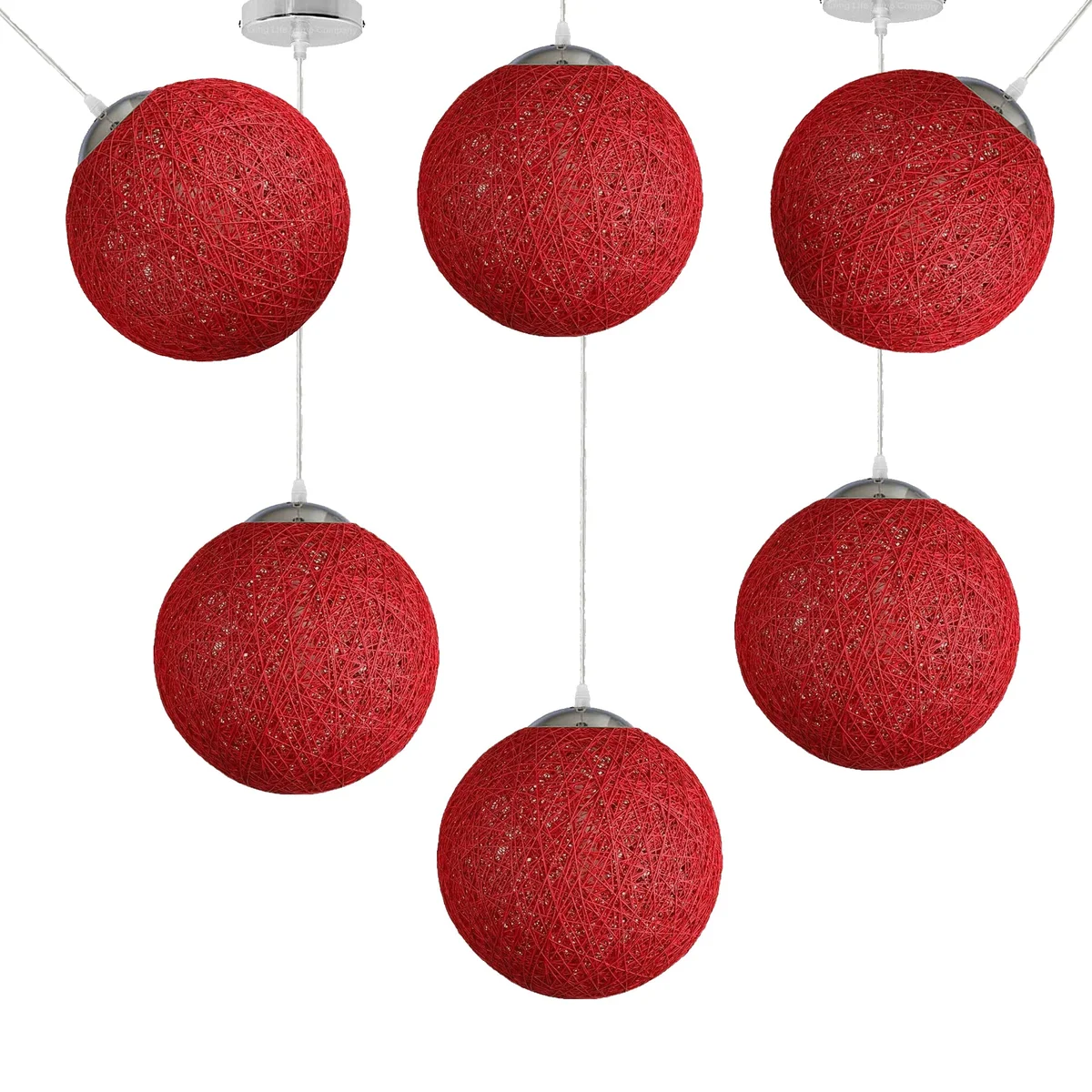 Red rattan wicker E27 socket pendant light with 20 cm diameter shade hanging 95 cm for dining rooms.