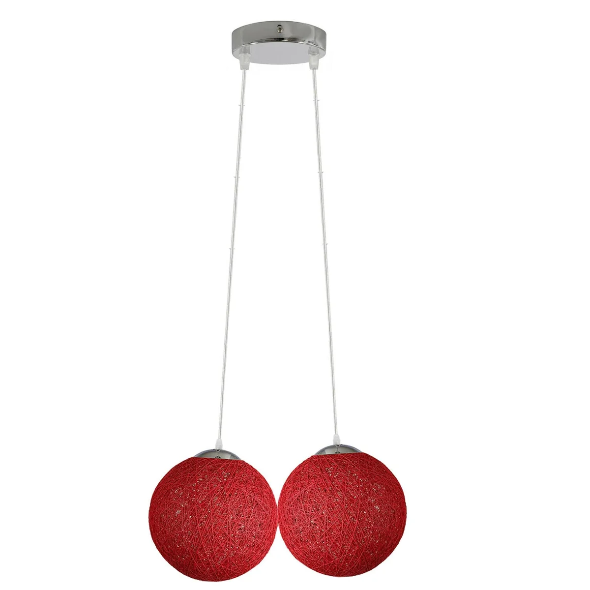 Red rattan pendant lampshade hung from iron frame with 6.6x2.4cm head, 95 cm electric wire and E27 socket.