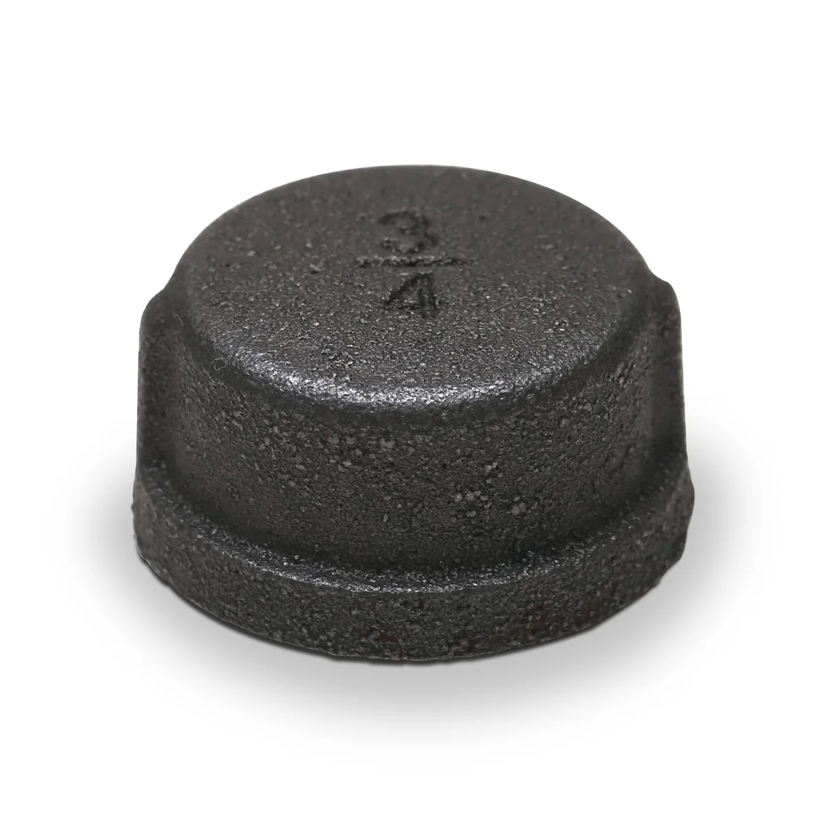 Black 3/4 inch cast iron fittings metal cap with threaded screw design for DIY home projects and vintage decor