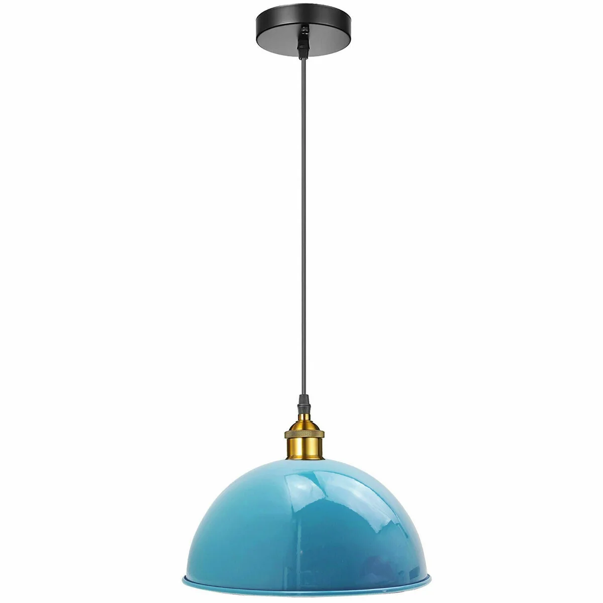 Light blue metal modern ceiling lamp pendant light with a 40cm diameter and E27 bulb holder