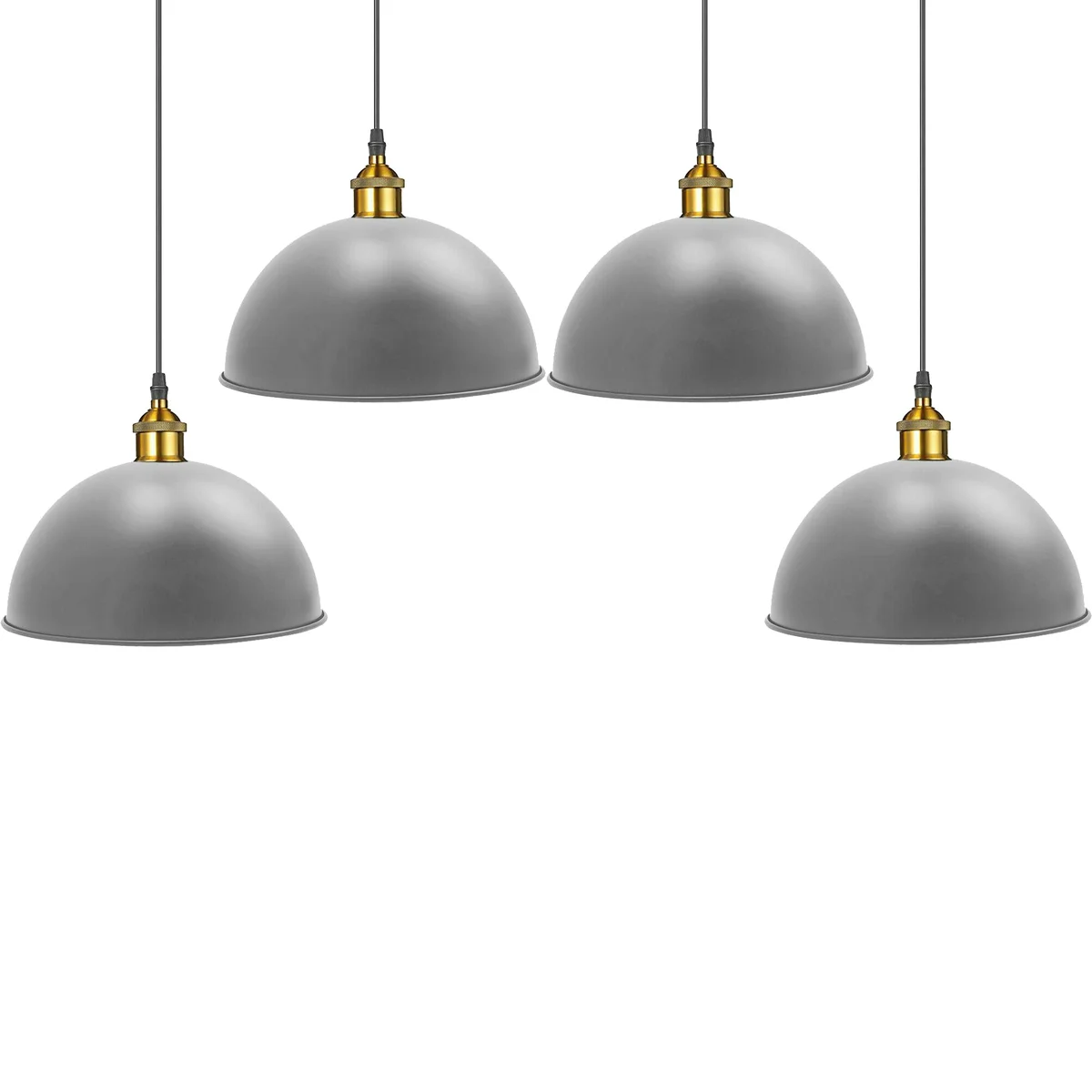 Grey metal retro E27 pendant light shade with wired holder and ceiling rose accessories included