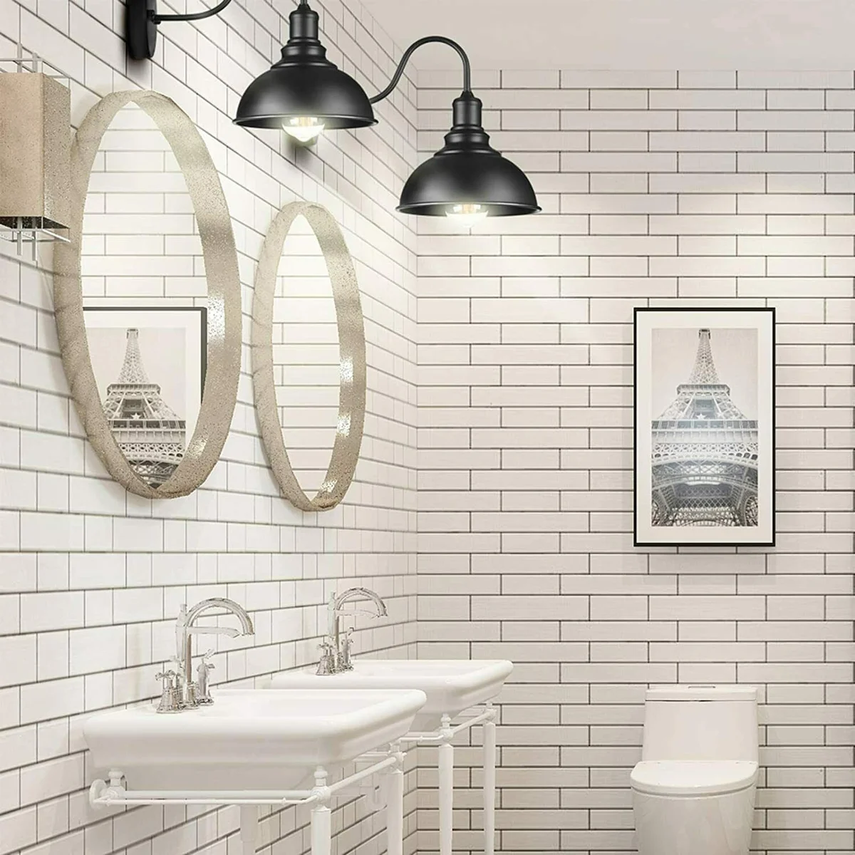 Black metal E27 wall lamp with Nordic design, cable, plug, and dimmer switch for easy living room lighting installation