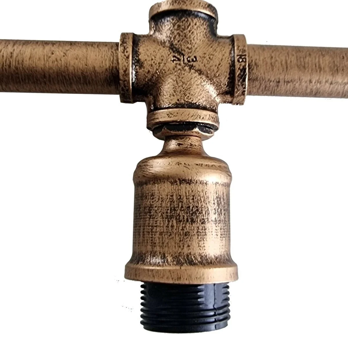 Vintage silver metal three head ceiling light with industrial pipe design, suitable for Edison filament bulbs