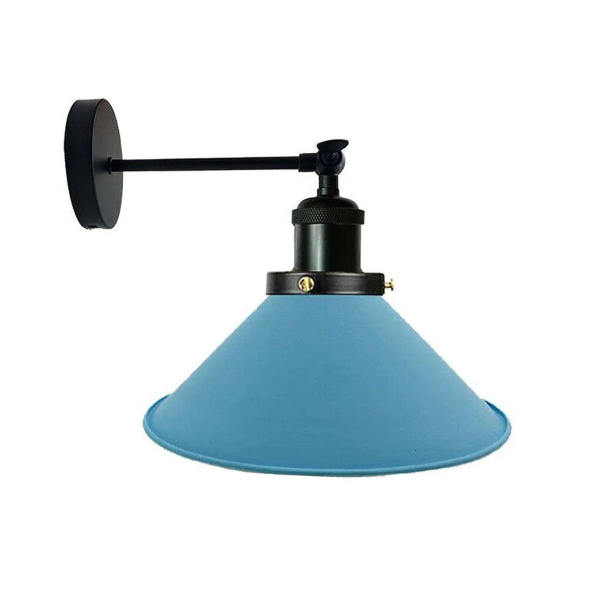 Vintage wall lamp with industrial metal shade, E27 plug-in sconce, 22cm diameter, suitable for indoor use