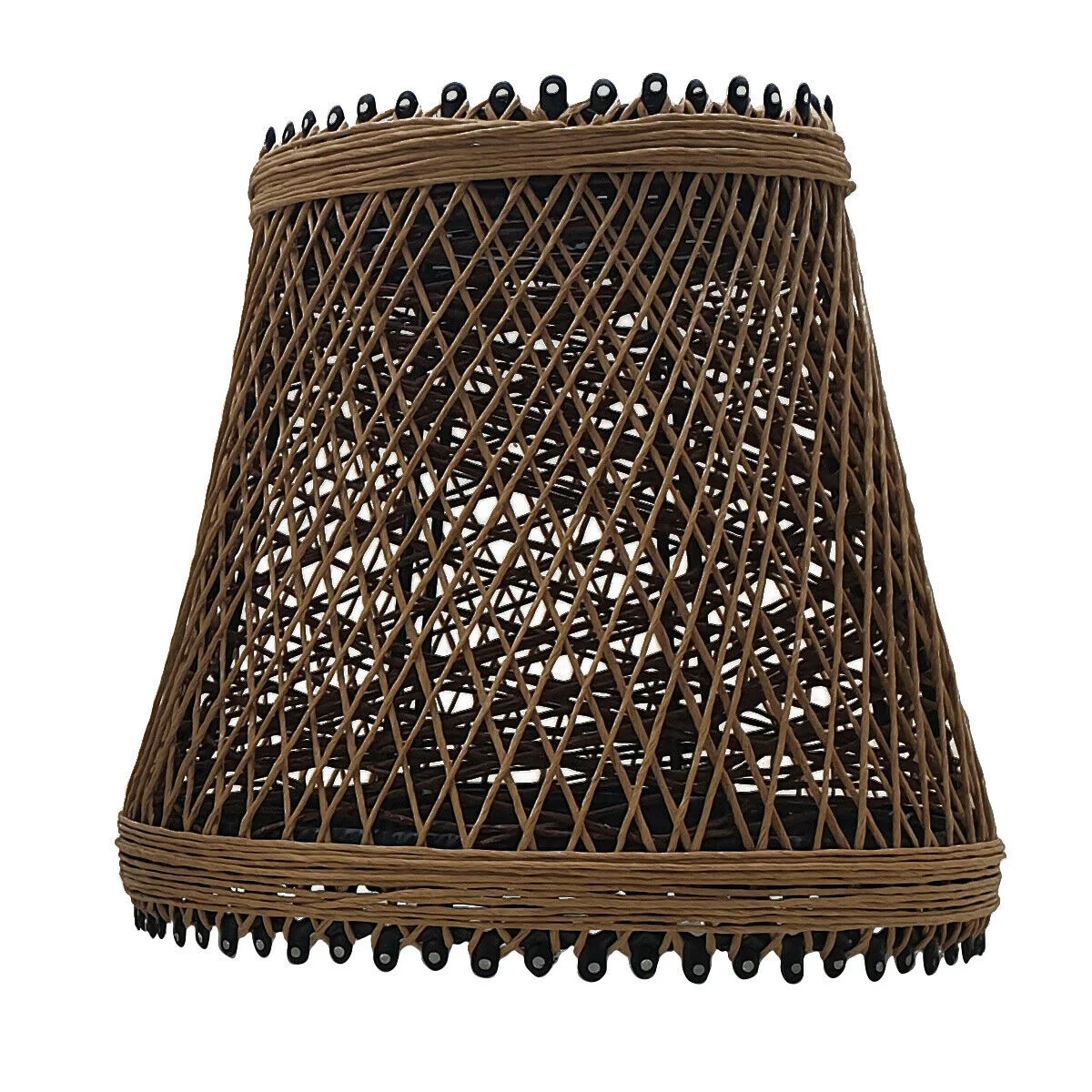 Vintage rattan lampshade in woven hemp rattan, basket shape, easy fit E27 ceiling light shade in natural colour