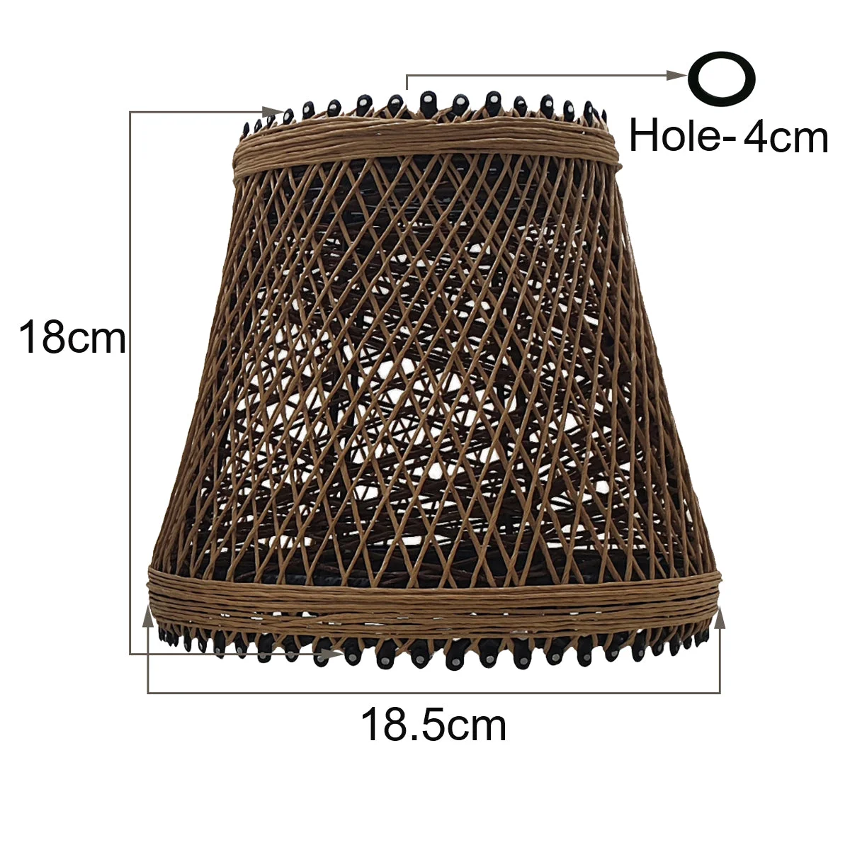 Vintage hemp rattan easy fit ceiling shade with woven basket design, 18cm height, suitable for E27 bulbs