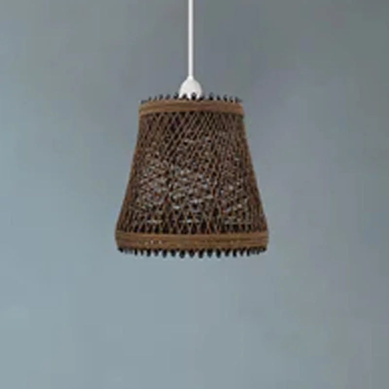 Vintage style hemp rattan lampshade with woven basket design, easy fit for E27 lamp holders, 18cm height and width