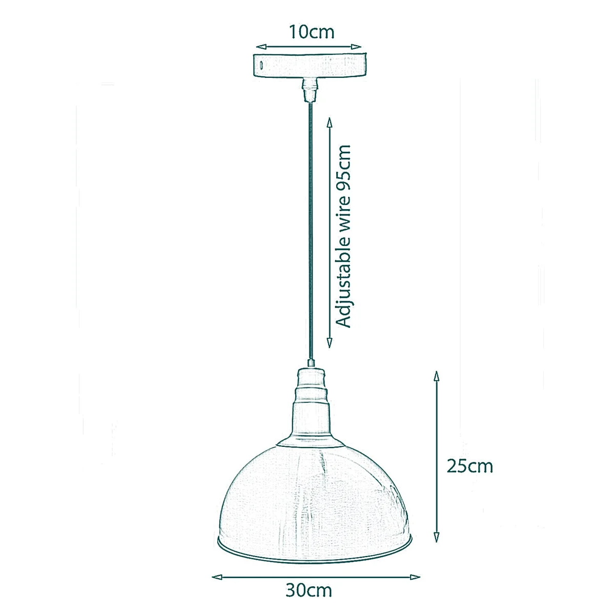 Copper finish industrial pendant lights with angled dome shade and white interior, hanging from ceiling with 95cm cable