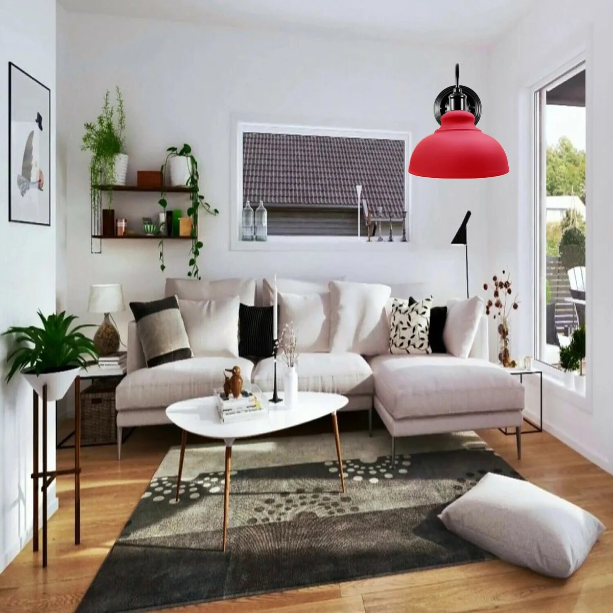 Curvy white wall light sconce with cone-shaped shade and U-bend handle, ideal indoor wall lights for modern decor