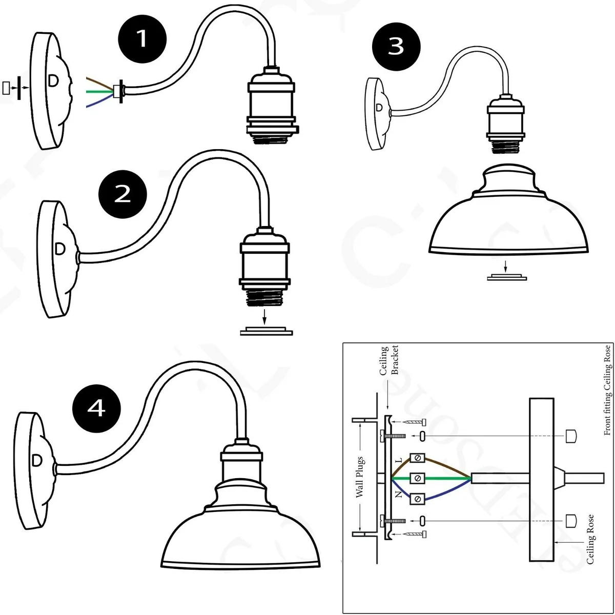 White cone pendant lamp with matte finish, curvy shade, and U bend handle mounted on a wall sconce