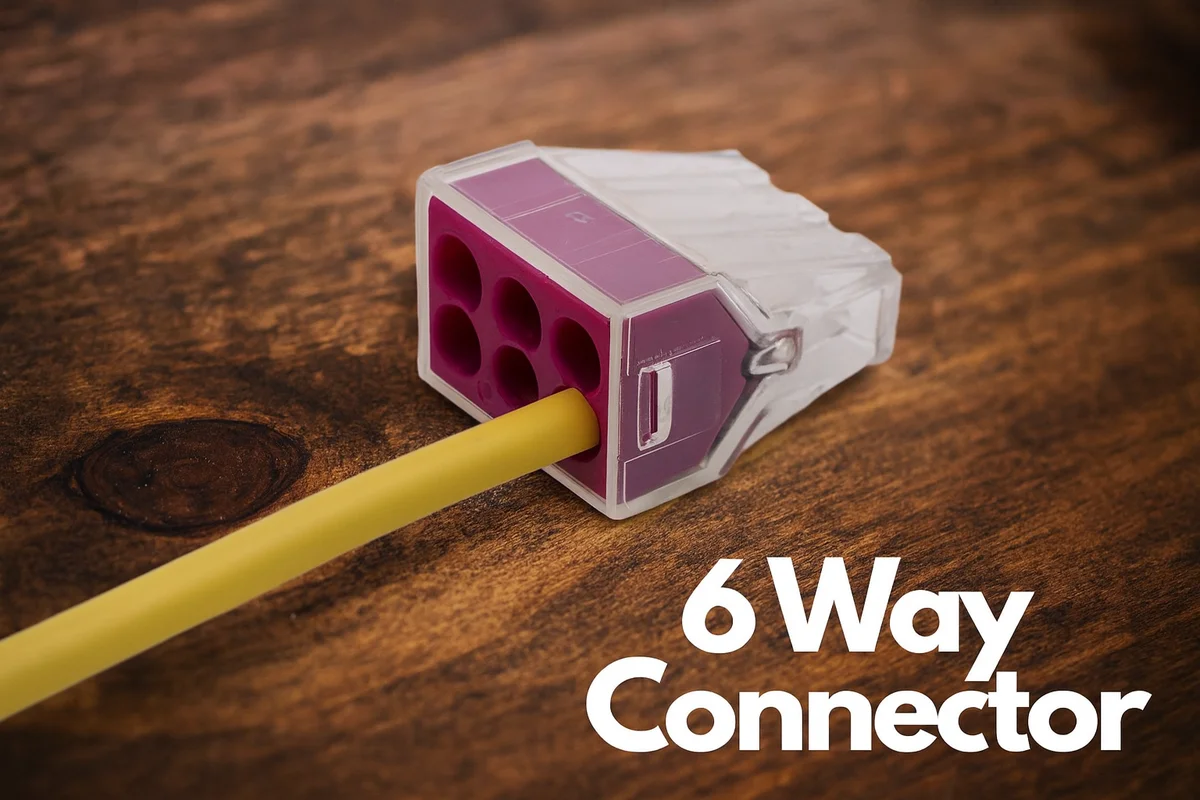 6 way connector wire pole push terminal block with six transparent slots for electric cable connections, compact design