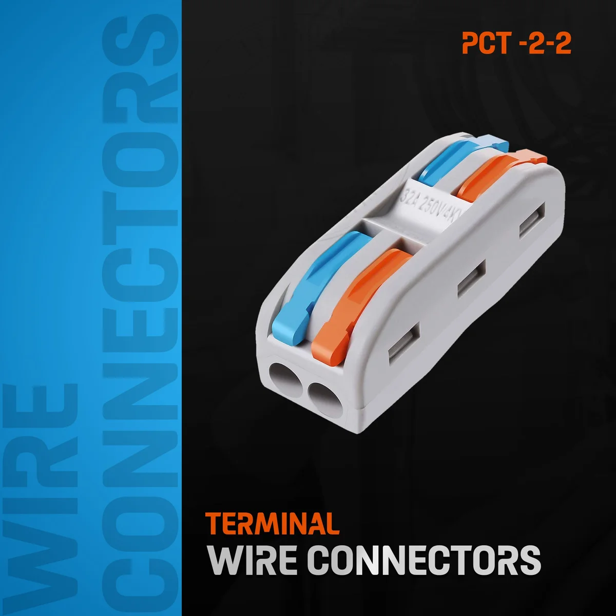 2/3 way electrical wire connectors with nylon lever clamps in various colors for safe wire joining and insulation