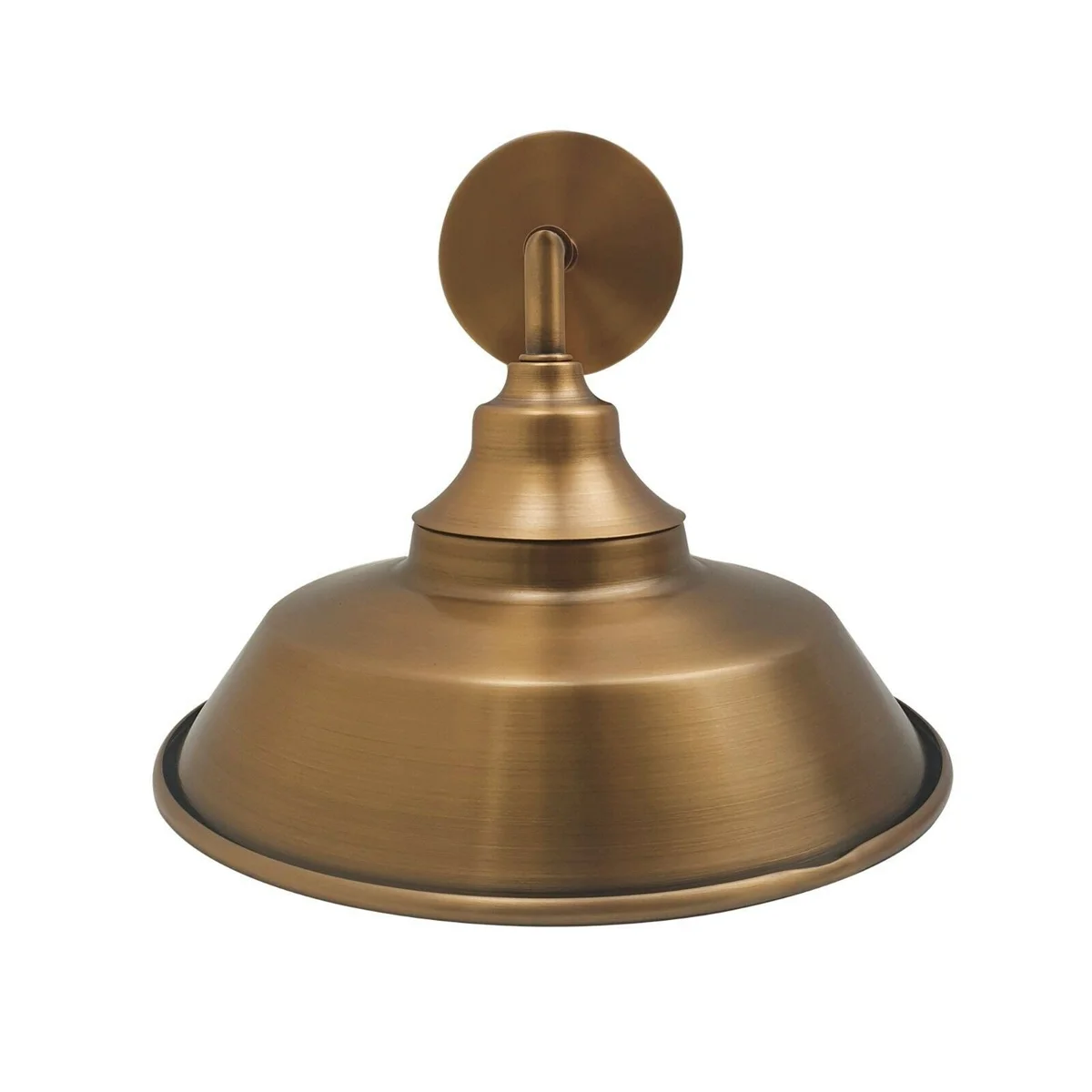 Antique brass adjustable arm wall light with satin nickel finish, metal design, and 1950s-inspired style mounted on white wall