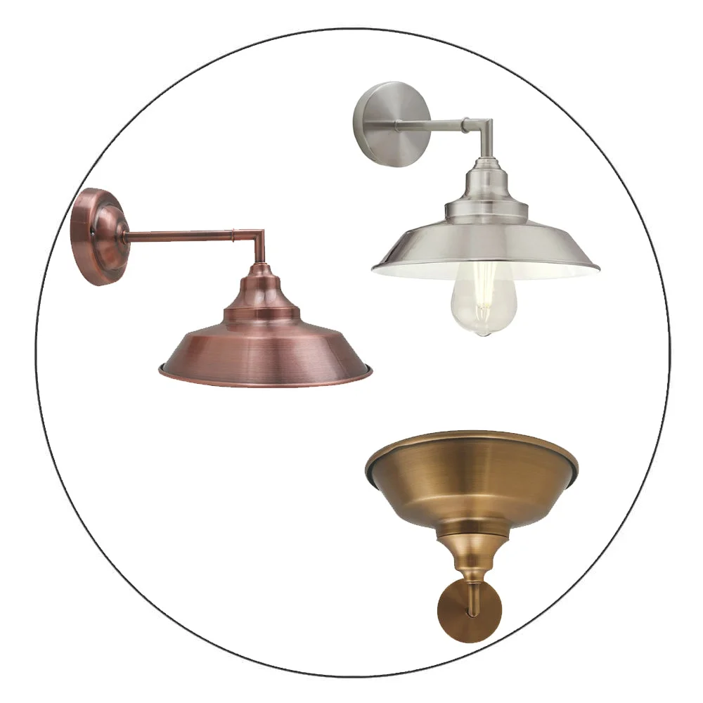Copper wall light with adjustable arm, satin finish, mounted on a white wall, ideal for reading or kitchen lighting