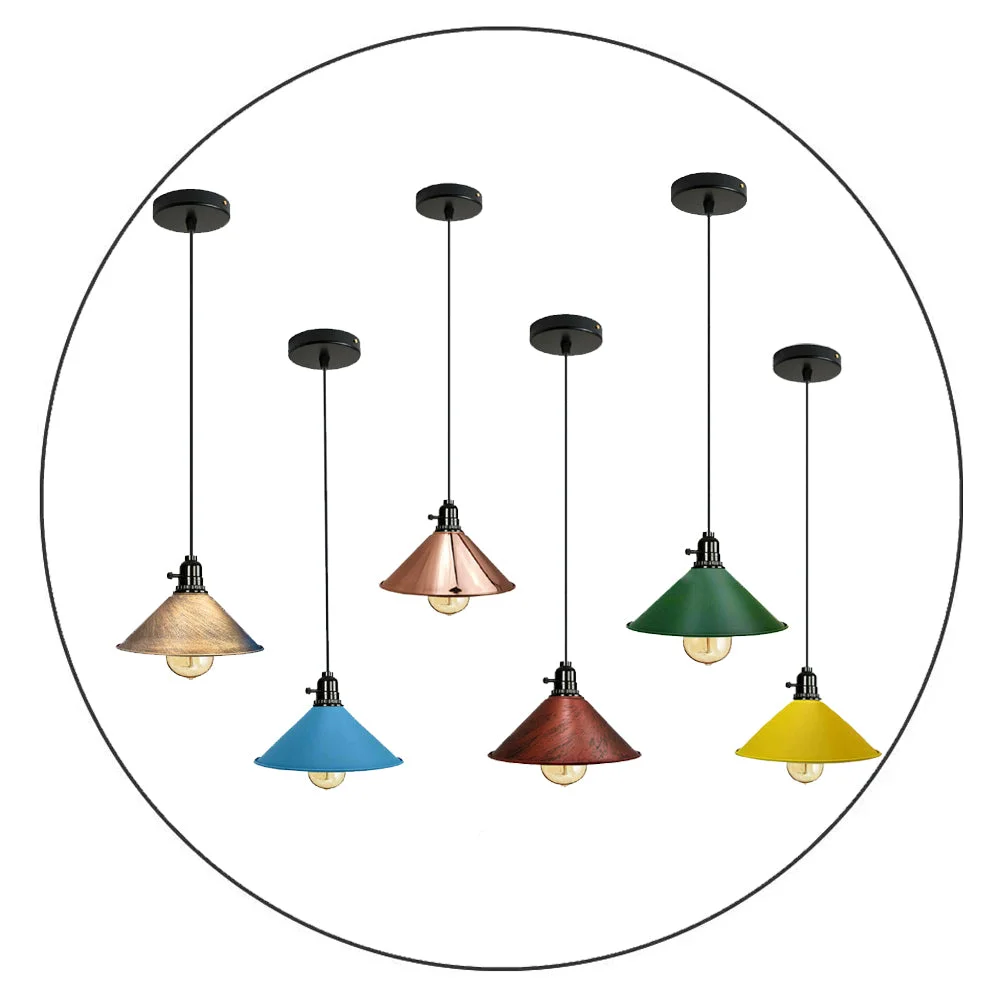 Vintage pendant lamp with adjustable angled red metal shade and white interior, hanging light with E27 bulb included