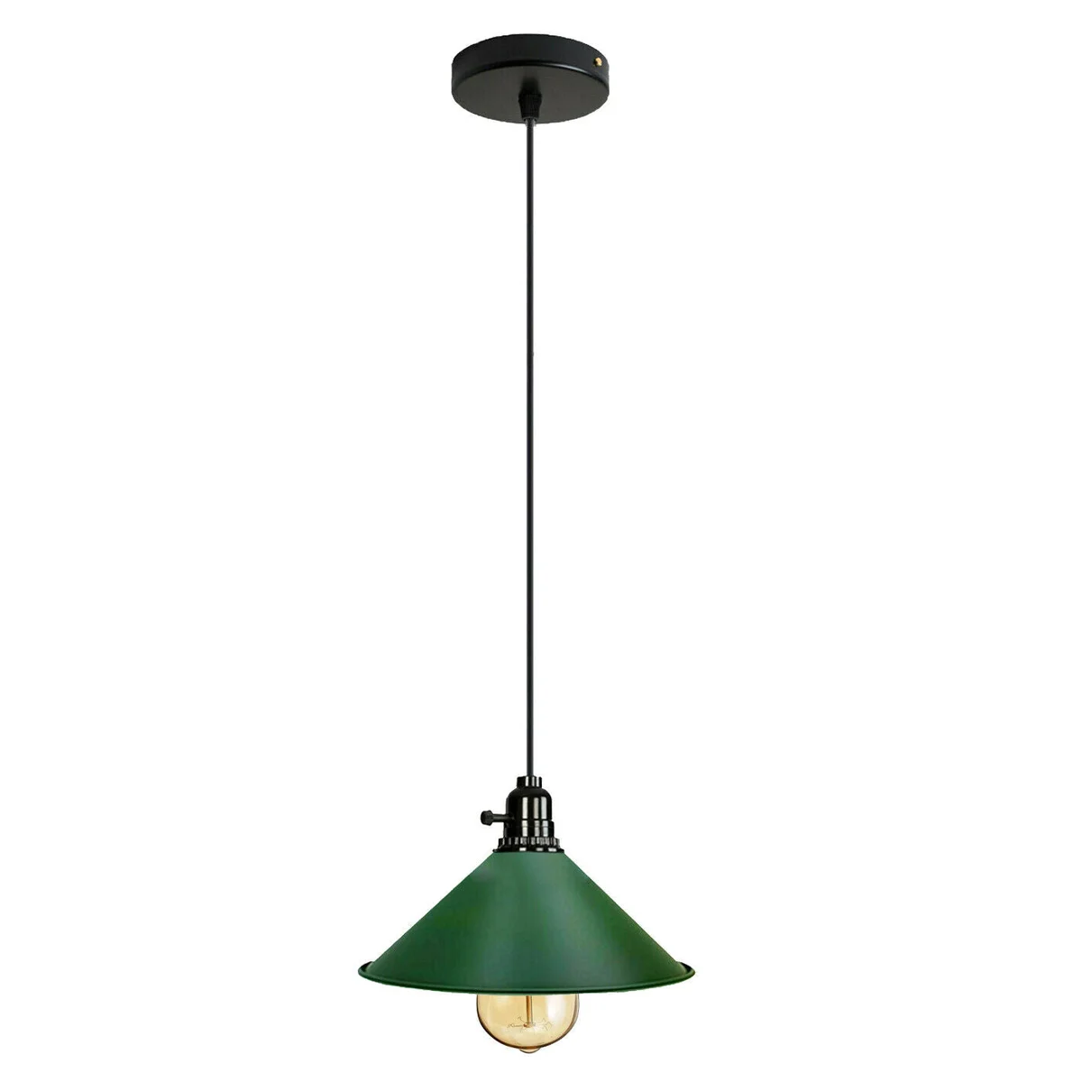 Red vintage industrial metal ceiling pendant shade with E27 bulb pendant and adjustable angled base for sloped ceilings
