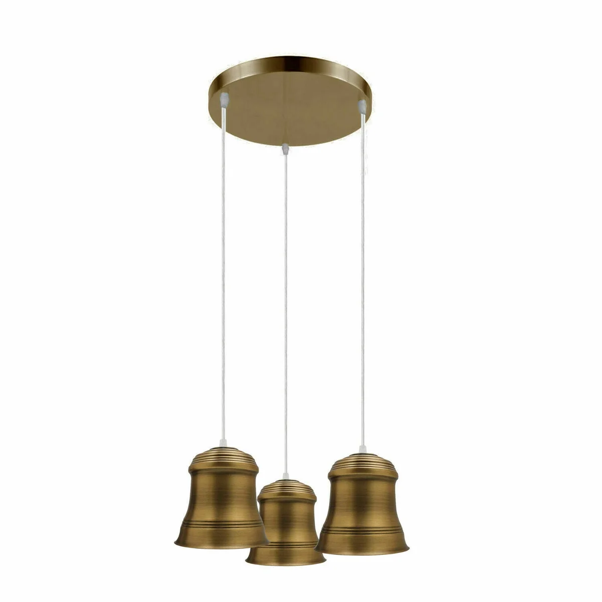 Three-head vintage industrial pendant light in rose gold, ideal kitchen island lighting with adjustable shades and cables