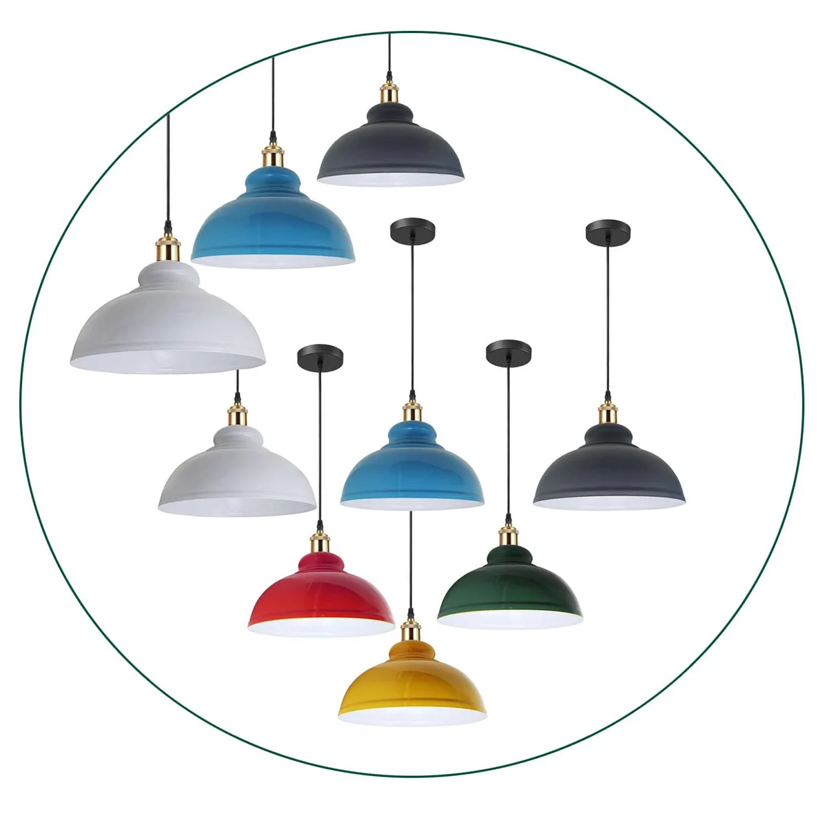 Red retro pendant light with dome-shaped metal shade and adjustable base, suitable for sloped ceilings and E27 bulbs