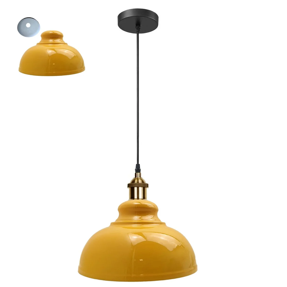 Red retro pendant light with dome shade, adjustable base, and 100cm cable for ceiling installation in industrial style