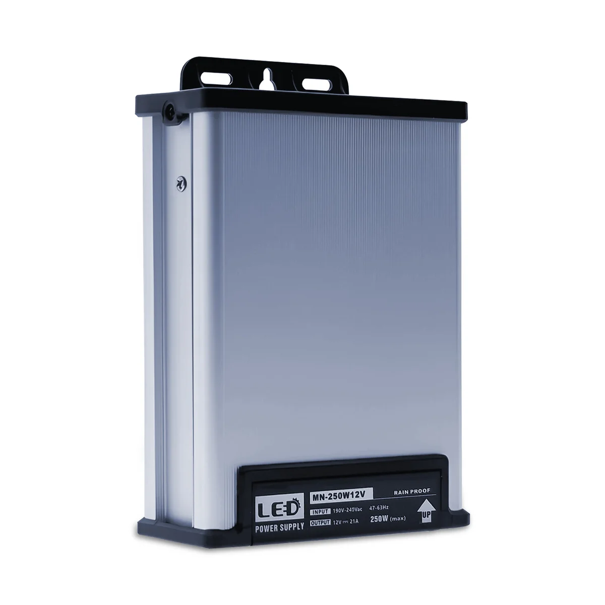 IP45 rainproof 12V 21A LED lighting transformer with aluminum casing for outdoor LED strip and spotlight power supply