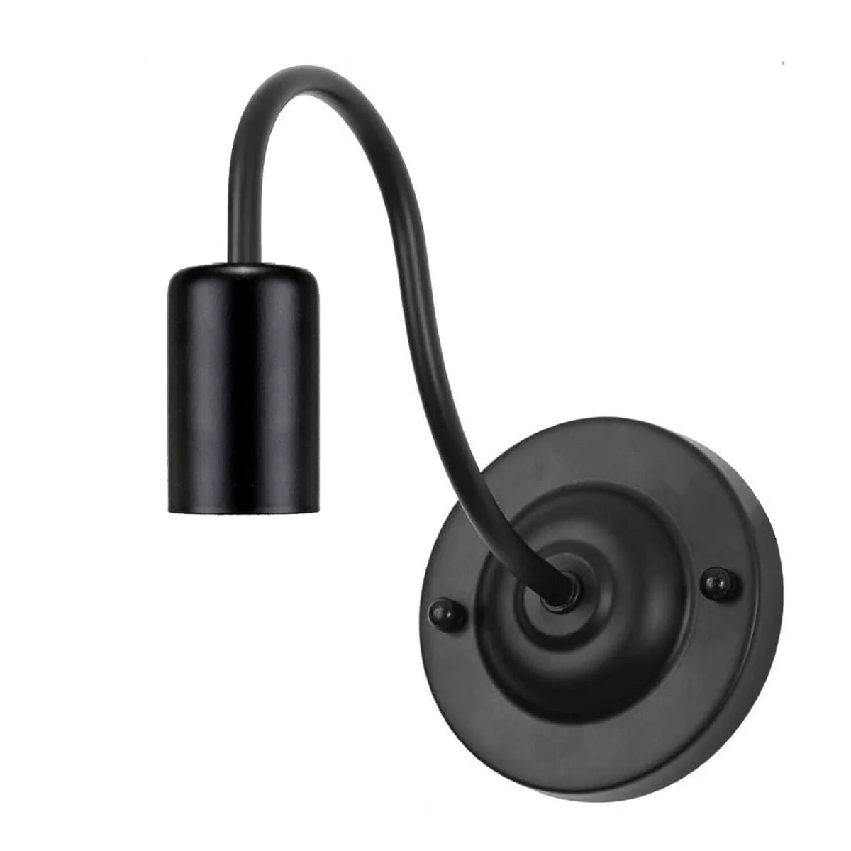 Vintage black metal swan neck wall light with painted finish, dimmable and compatible with E27 bulbs, indoor use