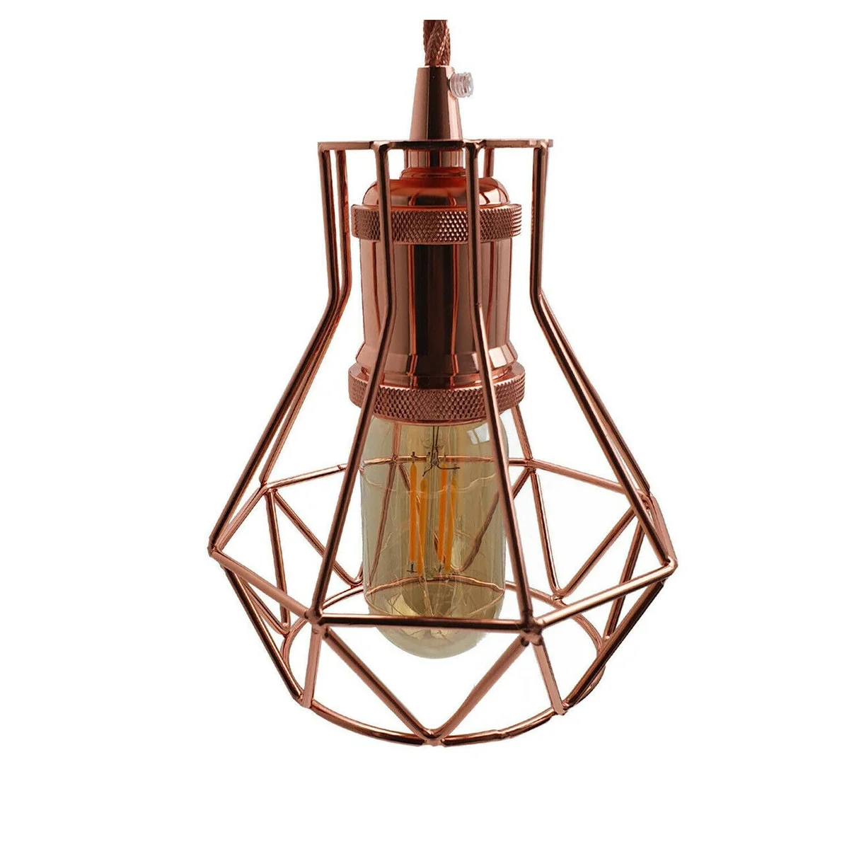 Vintage rose gold lamp holder with E27 fitting, polished finish, and 1-meter cord for pendant lighting