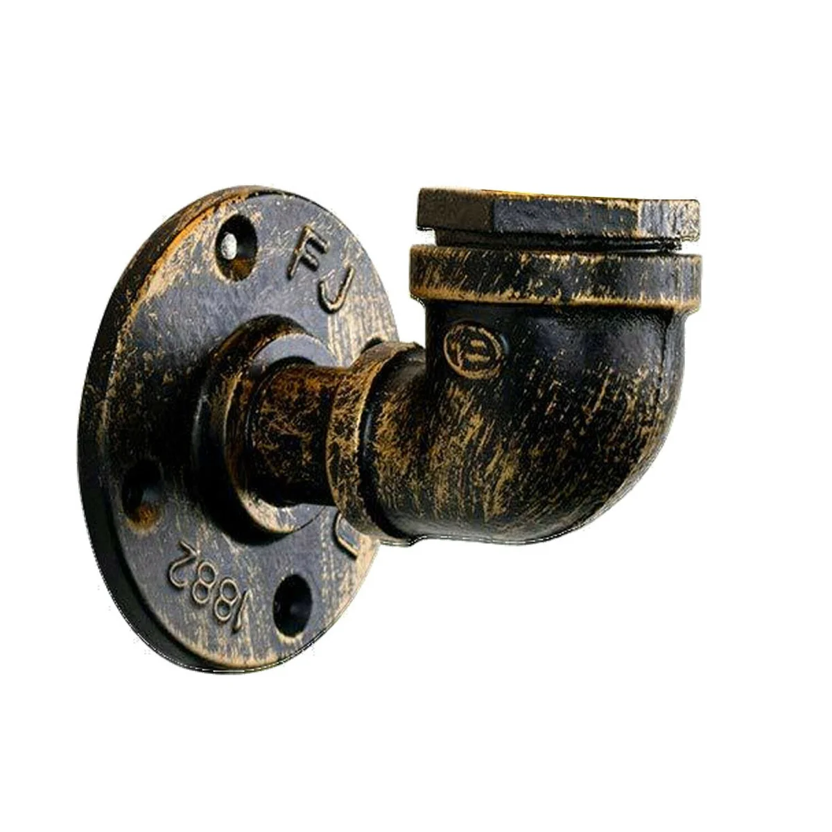 Vintage industrial wall lamp with rust-colored metal pipe design and exposed bulb, ideal for retro indoor lighting decor