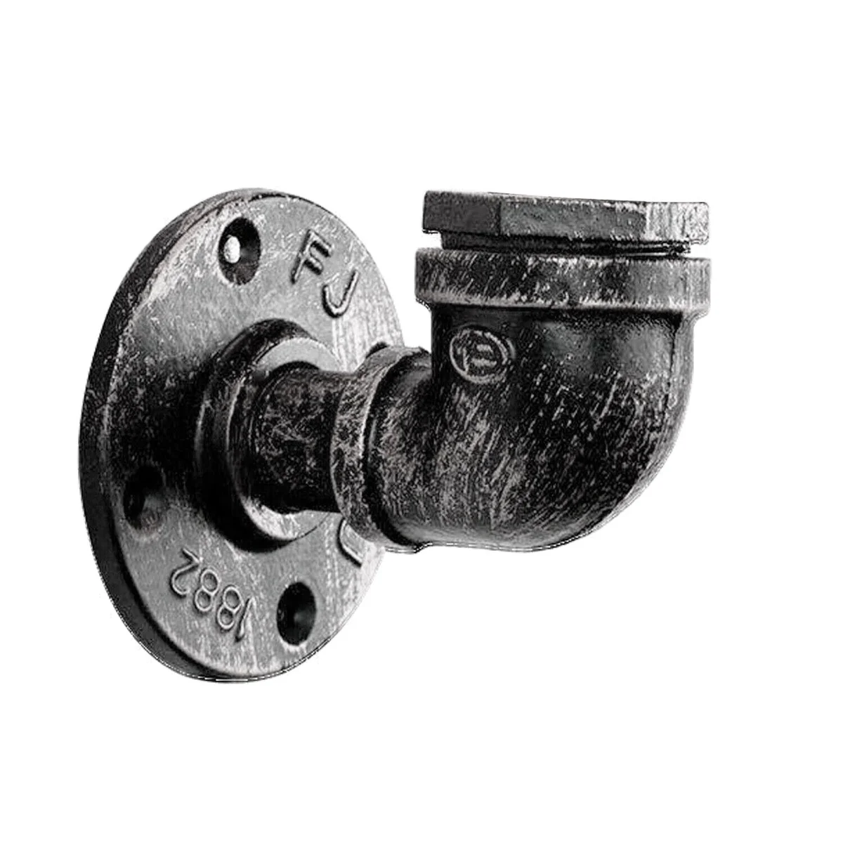 Vintage industrial wall lamp in rust metal with exposed pipe design and E27 bulb, mounted on a white wall background