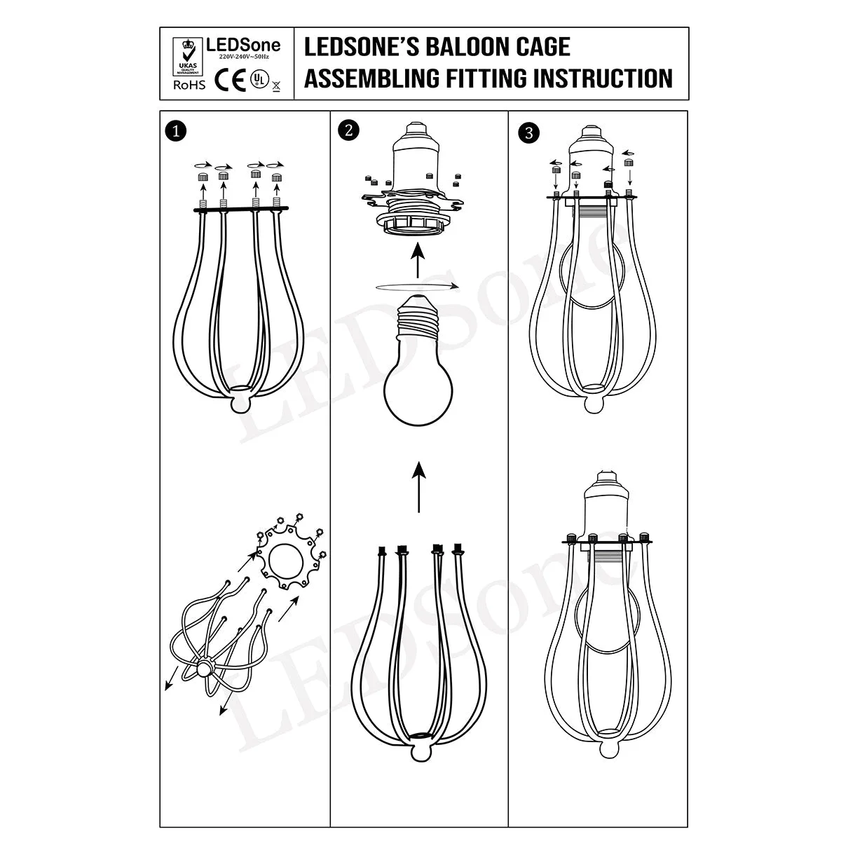 Dimmable industrial lamp with metal cage shade and adjustable arm mounted on wall in retro style