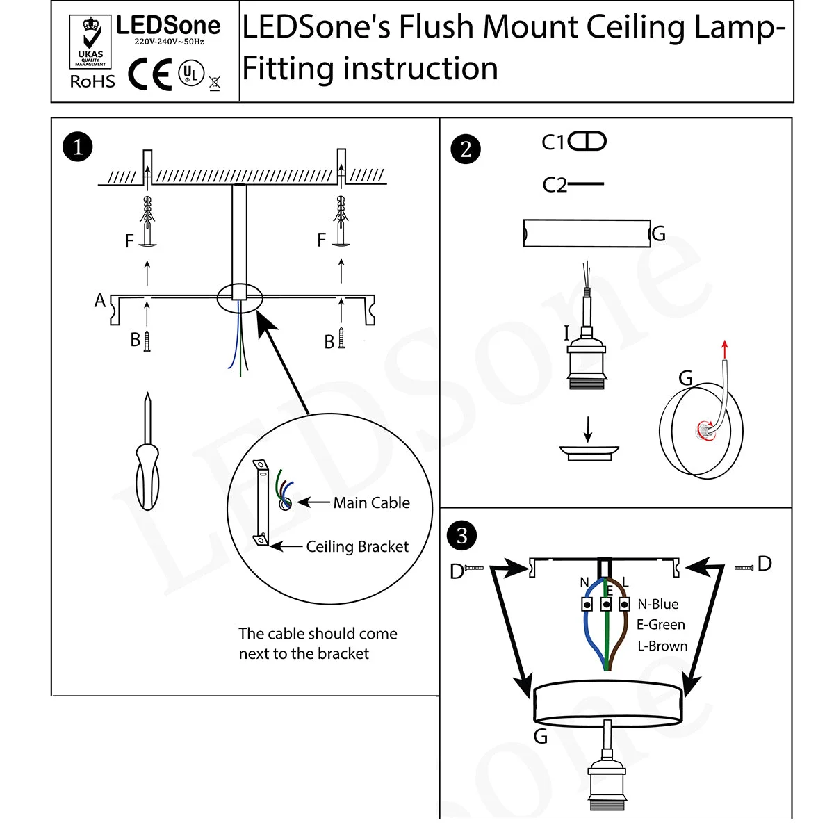Black vintage hallway ceiling light with metal cage and E27 lamp base mounted flush on ceiling