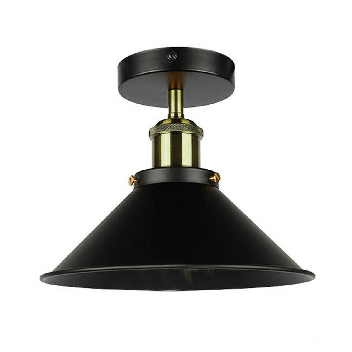 Black and gold decorative ceiling light flush mount with metal shade and E27 lamp holder, modern elegant design