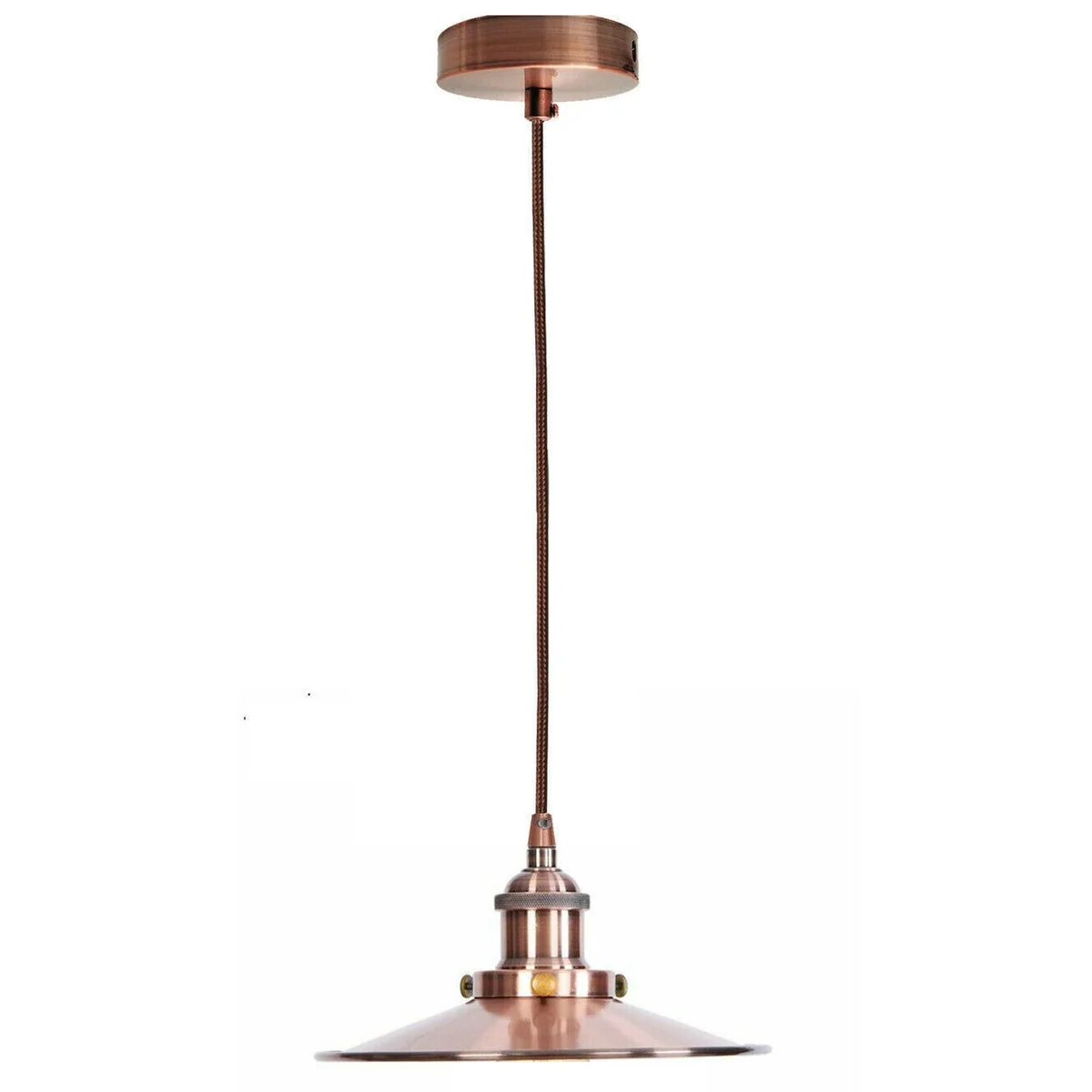 Matte black vintage pendant light with brushed brass accents and adjustable 90cm cable hanging against white background