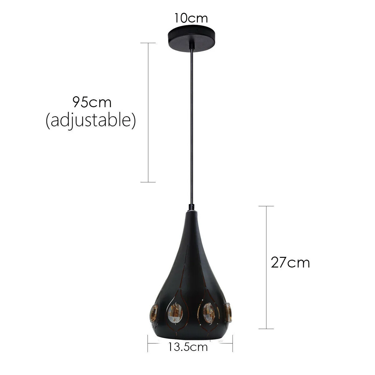 Matt black industrial cage pendant light with adjustable cables and E27 bulb pendant, shown in a modern interior setting