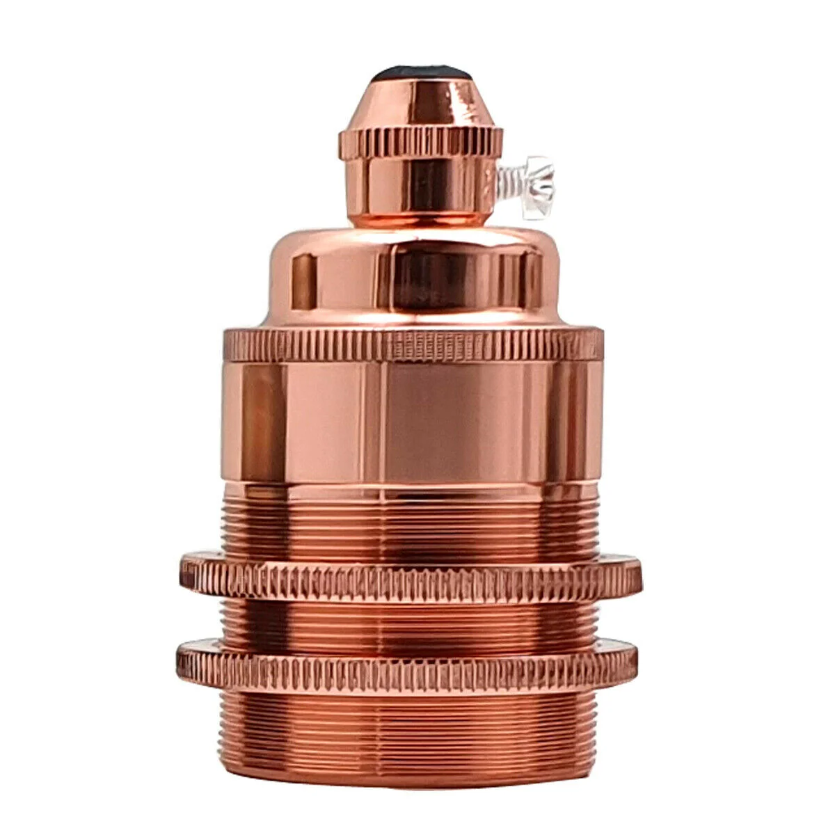 Metal E27 bulb holder with Edison screw cap for pendant lights, suitable for indoor use and vintage style decor
