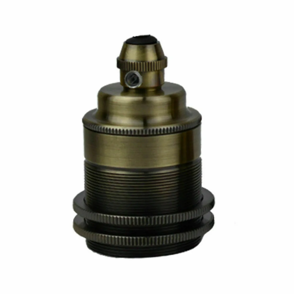 E27 lamp holder with Edison screw cap in vintage metal design for pendant lights, suitable for indoor use and 60W bulbs
