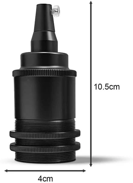Metal E27 bulb holder with Edison screw cap designed for pendant lights, suitable for indoor use and 60W bulbs
