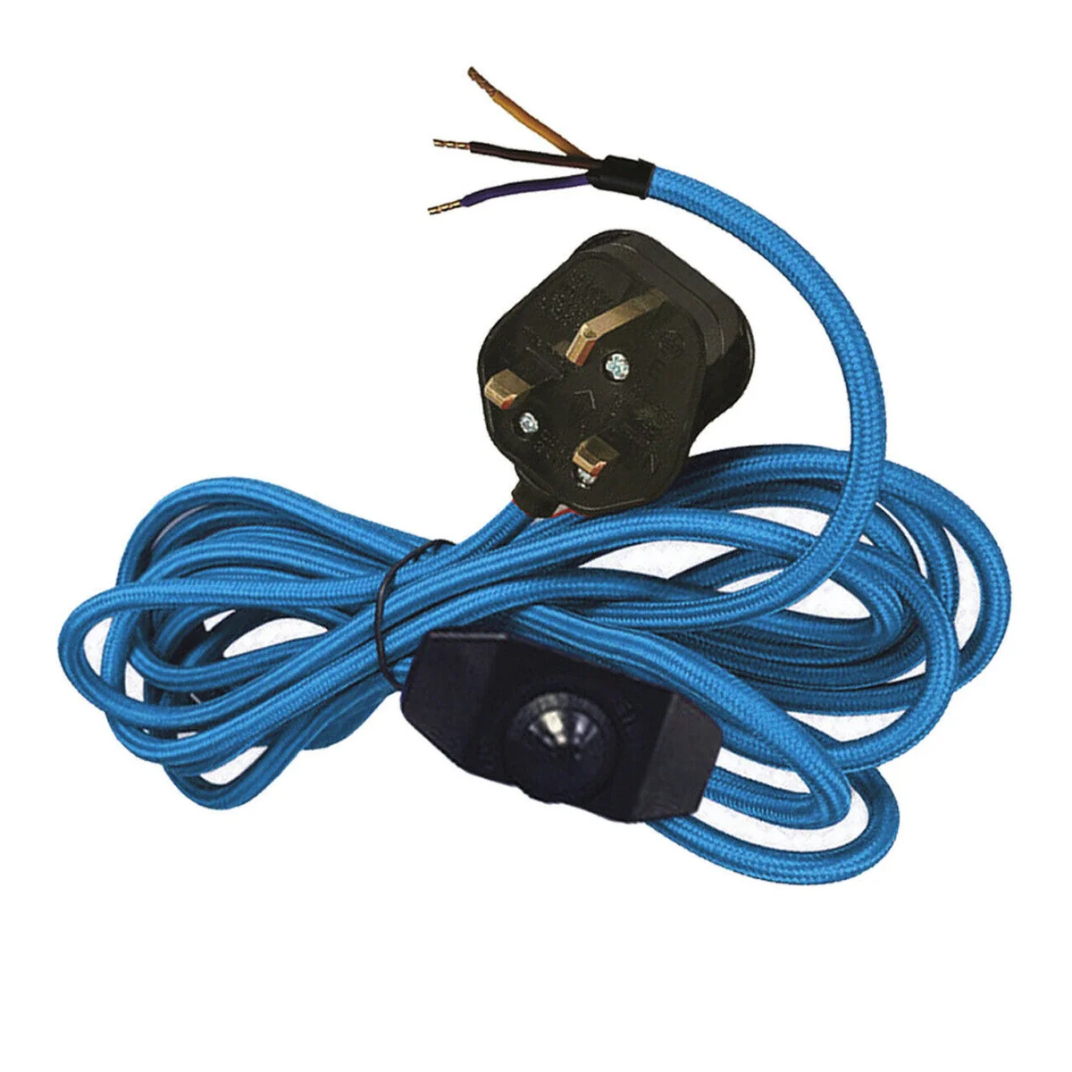 Plug in pendant lamp kit with braided fabric flex and E27 metal holder featuring inline dimmer switch for adjustable lighting