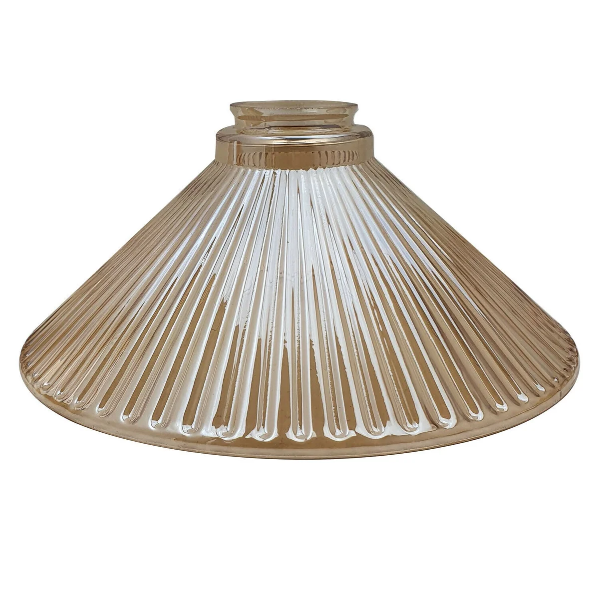 Vintage amber glass lampshade in cone shape with industrial style, designed for ceiling pendant lighting, 25cm high