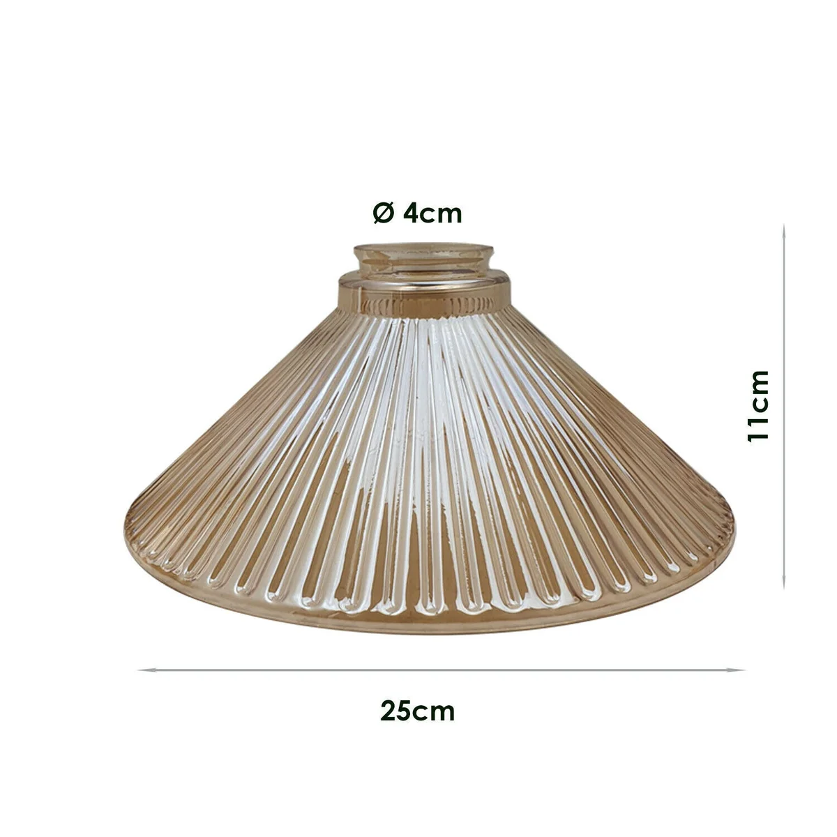 Amber glass retro ceiling light shade in cone shape with industrial style, 25cm height and 11cm width