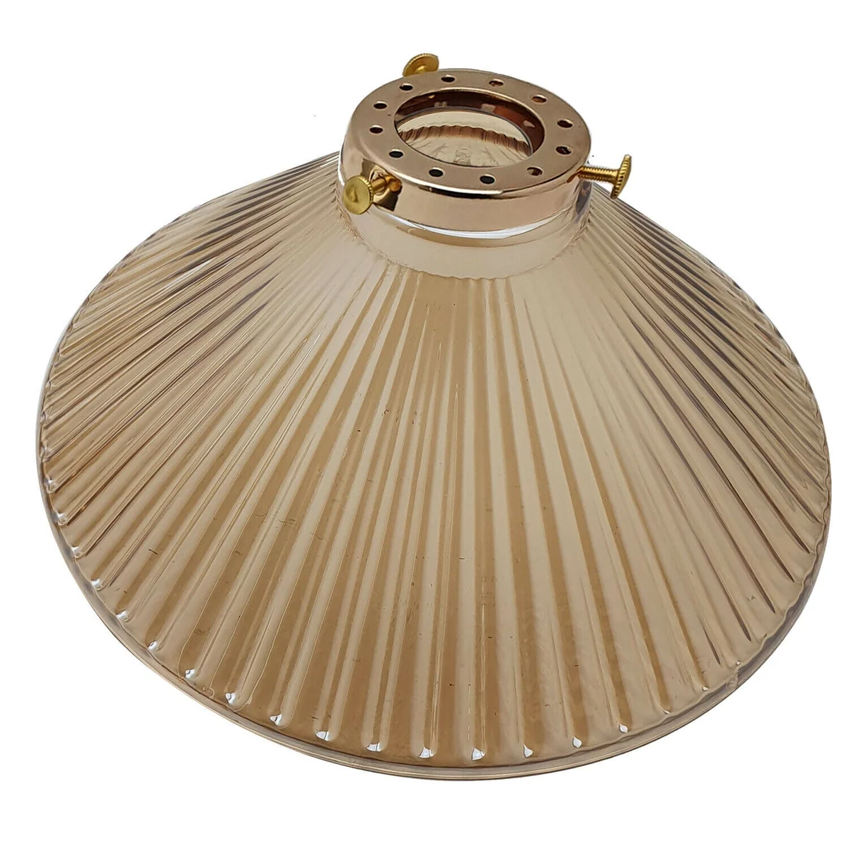 Amber glass cone shaped pendant light with industrial style, 25cm high and 11cm wide, no wiring needed