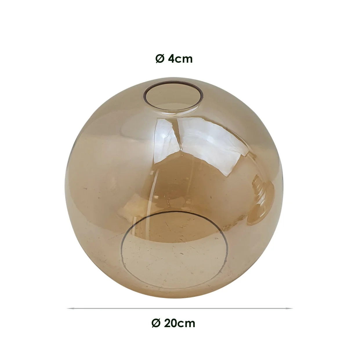 Amber globe glass pendant lamp shade with amber finish, vintage industrial style, 20cm wide, no wiring needed
