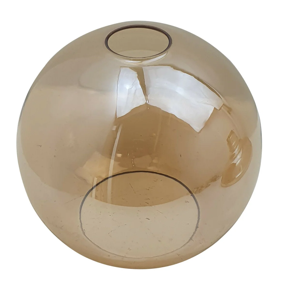 Vintage amber lampshade globe pendant light made of sturdy glass with amber finish, 20cm wide, industrial style design
