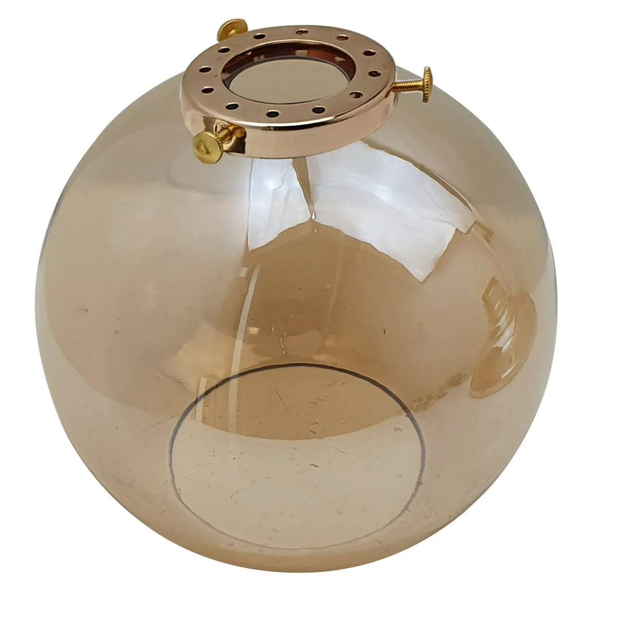 Amber glass globe pendant lamp shade with easy fit pendant shade design, amber finish, 20cm width, vintage style