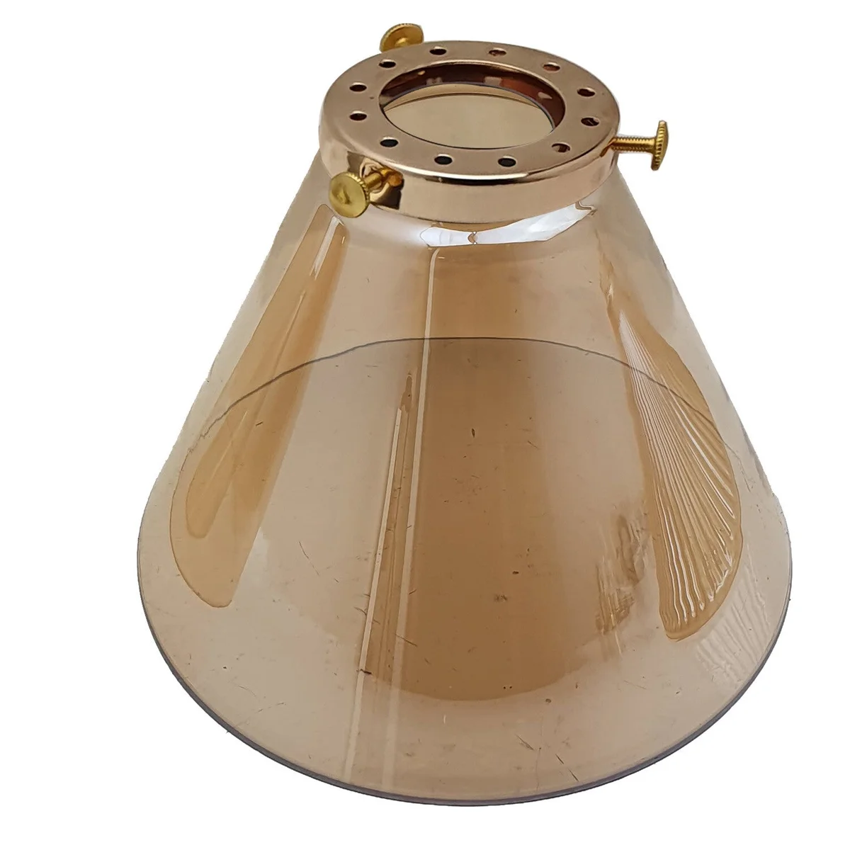 Vintage amber glass pendant lampshade with bowl shape and warm amber glow, suitable for E27 ceiling light fittings
