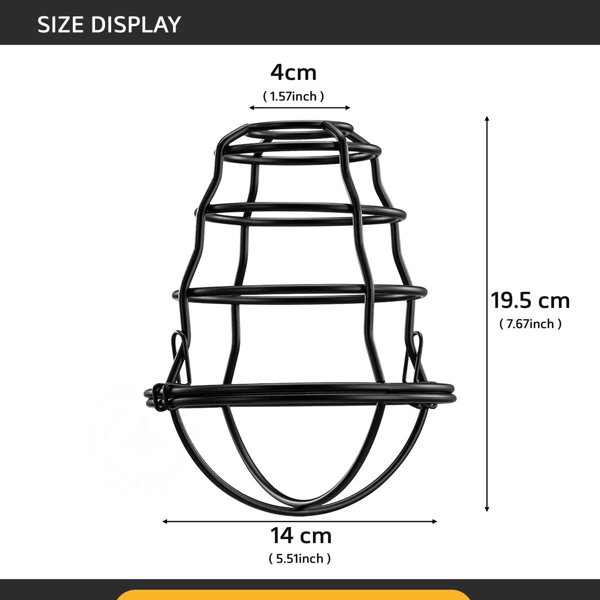 Black wire cage lampshade with modern retro design made of iron, suitable for ceiling or pendant lighting in industrial style