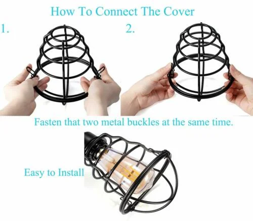Black retro wire frame lampshade with modern industrial iron cage design for ceiling or pendant lighting.