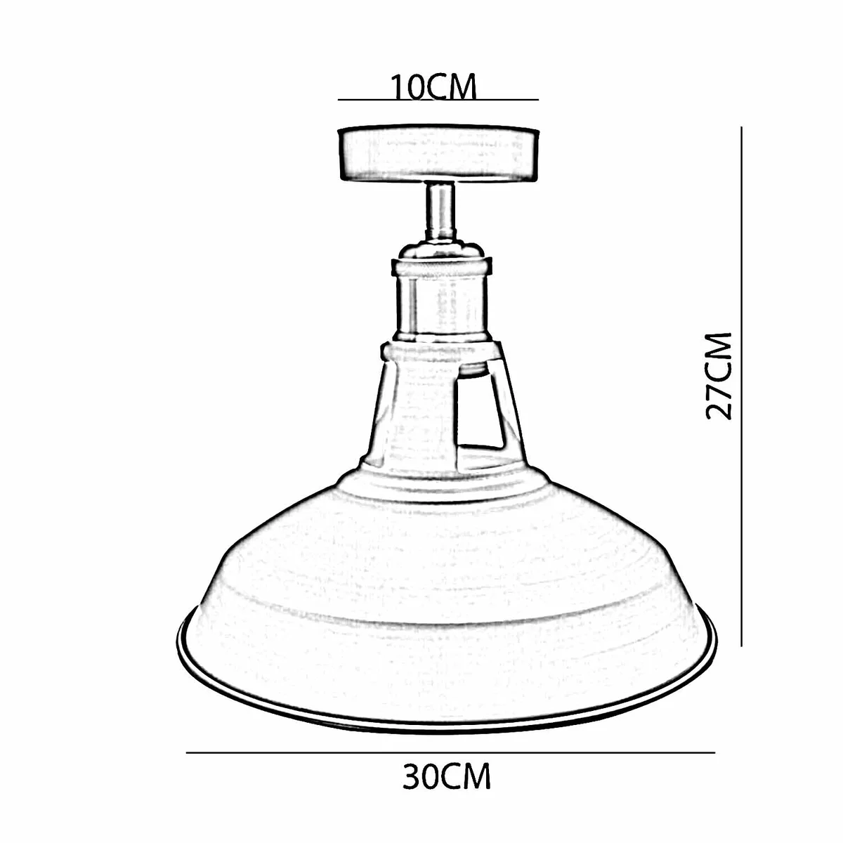 Modern semi flush fitting ceiling light in brushed satin nickel metal with single E27 lamp holder for lounge lighting