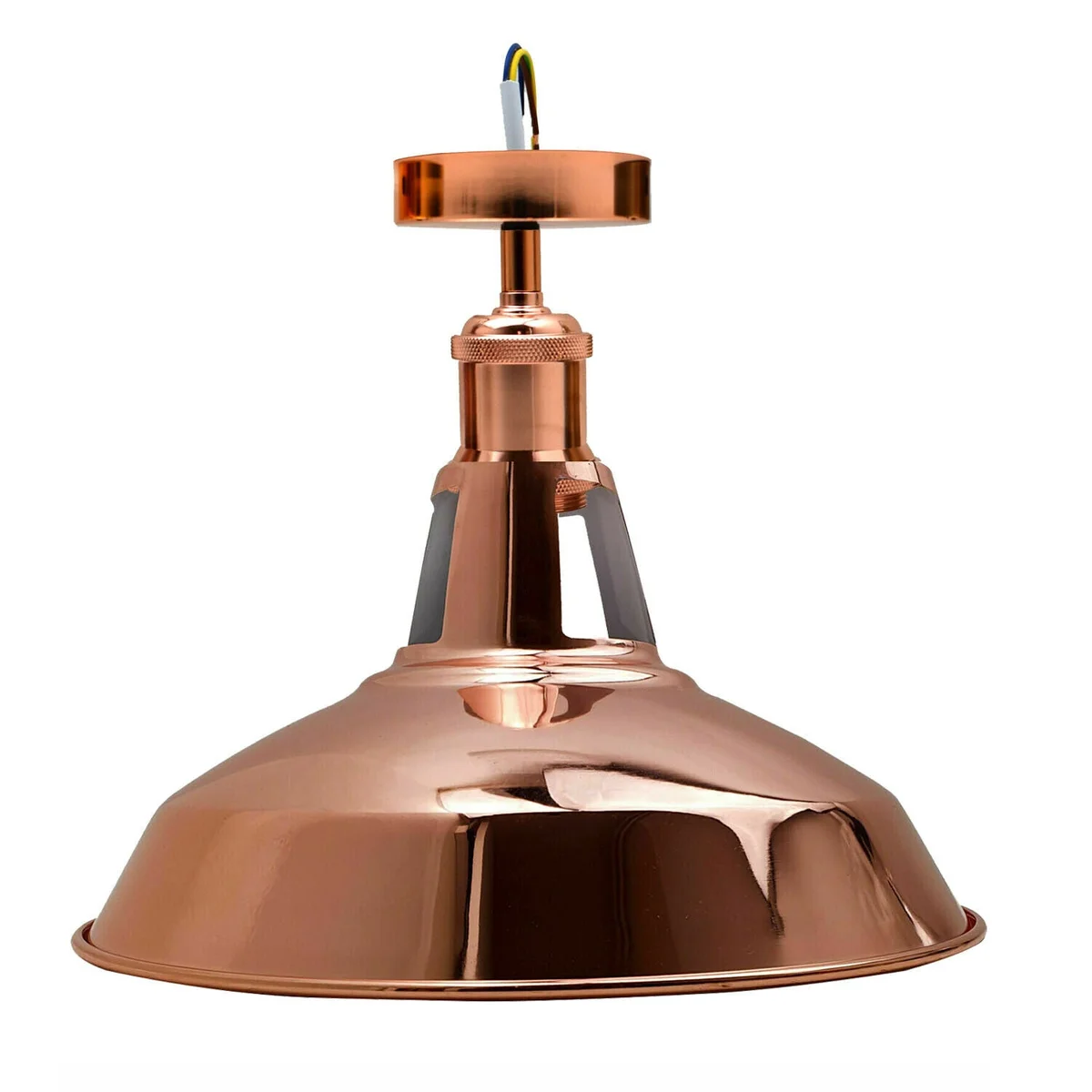 Rose gold mid century flush mount light fixture with metal shade and E27 lamp base, ideal for home ceiling lighting